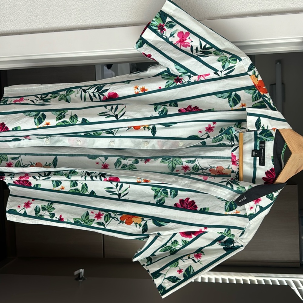 INC Men’s Gregory Tropical Print Stripe shirt